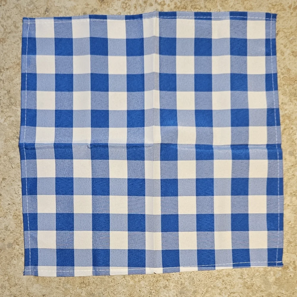 Blue Checkered Gingham Napkins, Dozen. UNUSED